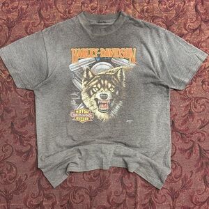 1991 3D Emblem Harley Davidson Wolf T-Shirt